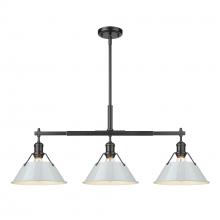  3306-LP BLK-DB - Orwell BLK 3 Light Linear Pendant in Matte Black with Dusky Blue shades